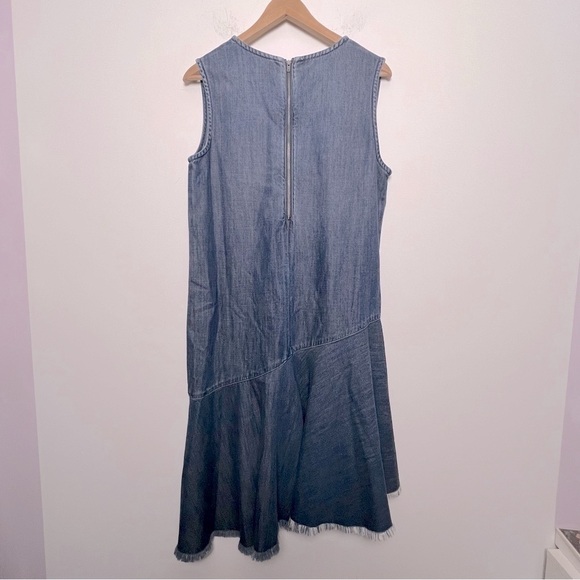 Cloth & Stone Tencel Denim Drop Waist Asymmetrical Sleeveless Shift Dress - Picture 6 of 11